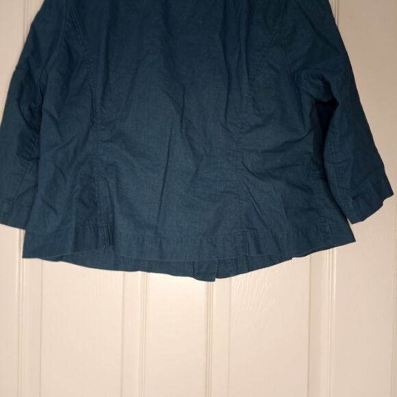 Women's Jacket PainGreenButton 52% Linen 48%Cotton3/4SleevePockets - Picture 7 of 7